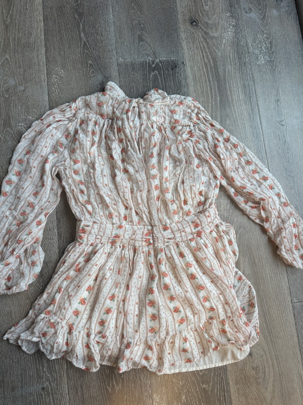 Anthropologie Cream Mini Dress with Dusty Rose Floral Print 0451 - Picture 8 of 10